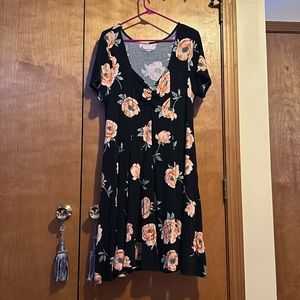Torrid black dress with orange flowers